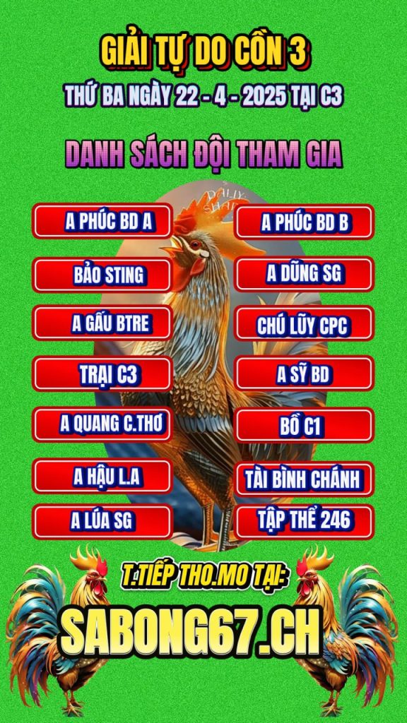 Danh sách đội tham dự giải vô địch cúp C3 22/4/2025